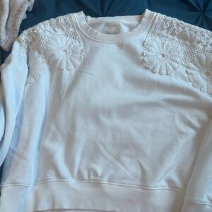American Eagle Outfitters White Lace Detail Sweater